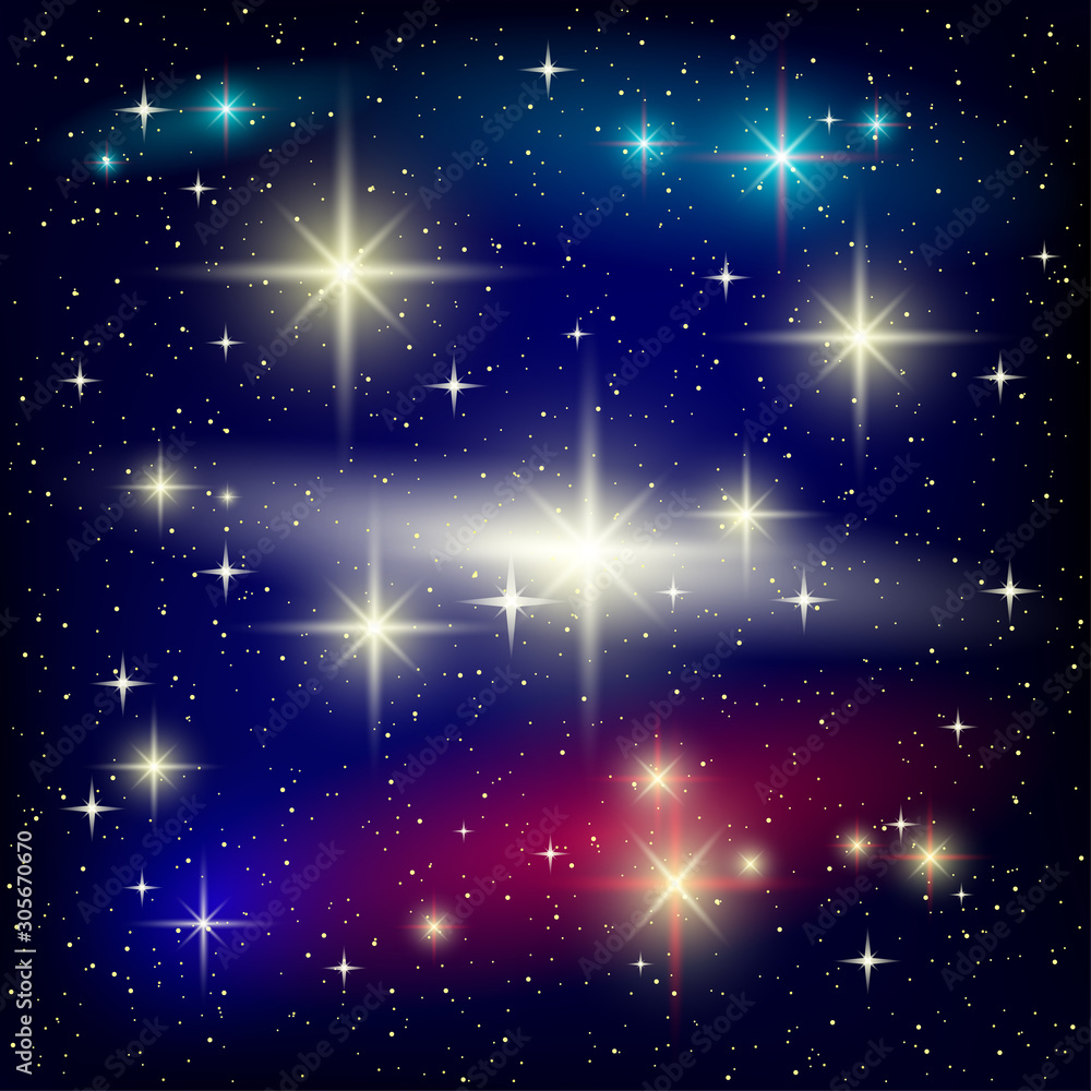 Wall mural universe with galaxies and stars in outer space.