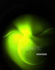 Shiny neon geometric waves template