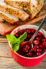 Baked turkey breast with cranberry sauce