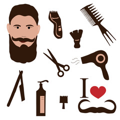 set of illustrations for barbershop