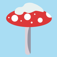 Cute illustration of snow mushroom, umbrella with sandbox on the playground