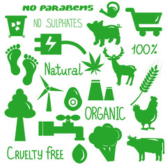 Set of ecology icons, nature, organic