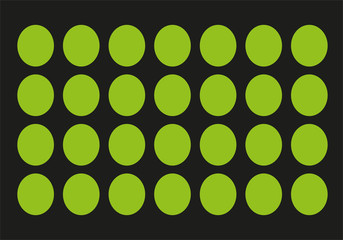 Fondo negro con óvalos verdes.