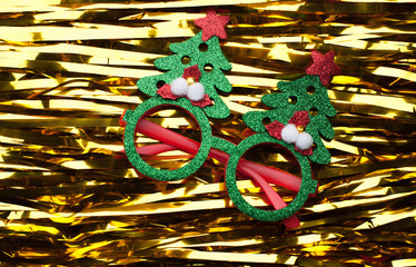 Funny eyeglasses in the form of Christmas tree