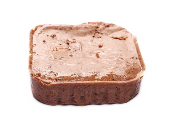 Cat food with chicken and turkey isolated on white background