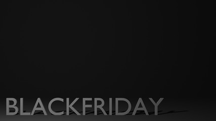 Black Friday, Grey 3D text in a black room