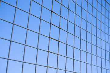 hanging mesh on blue sky