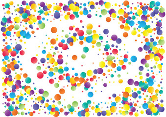 Festive color round confetti background. Abstract frame confetti texture for holiday, postcard, poster, website, carnivals, birthday and children's parties. Cover confetti mock-up. Wedding card layout