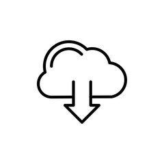 Cloud Download Vector Line Icons of Network and Communication. Pixel perfect.
