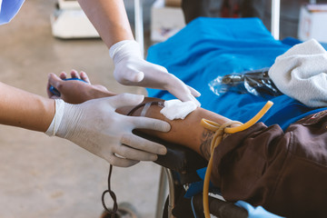 blood donation picture with soft-focus and over light in the background