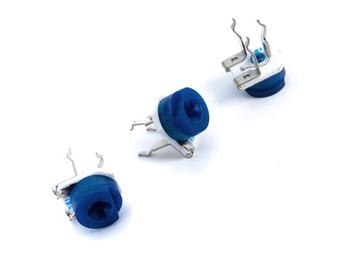 Trimmer resistor - variable resistors on white background