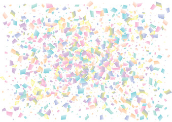 Festive color rectangle confetti background. Abstract frame confetti texture for holiday, postcard, poster, website, carnival, birthday, children's parties. Cover confetti mock-up. Wedding card layout