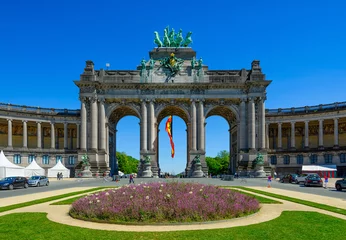 Poster Triumphal Arch (Arc de Triomphe) in Parc du Cinquantenaire (Park of the Fiftieth Anniversary) in Brussels, Belgium. Architecture and landmarks of Brussels (Bruxelles). Cityscape of Brussels. © Ekaterina Belova