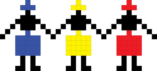 Traditional Romanian folk art knitted embroidery pattern; sewing pattern; Romania national flag; romanian folk dance