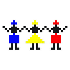 Traditional Romanian folk art knitted embroidery pattern; sewing pattern; Romania national flag; romanian folk dance