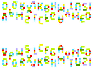 colored letters blocks, baby constructor, vector illustration, pattern
