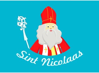 Portrait of St. Nicholas on a blue background. December Day of sweets and gifts.