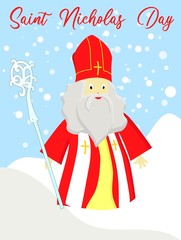 St. Nicolas day. December 6 and December 19. Sinterklaas on a white background..