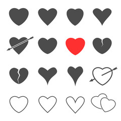 Heart icons. Happy Valentine's day signs Love symbols Vector illustration