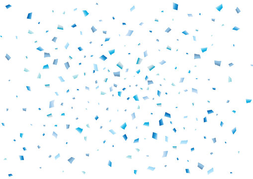 Festive blue rectangle confetti background. Abstract frame confetti texture for holiday, postcard, poster, website, carnival, birthday, children's parties. Cover confetti mock-up. Wedding card layout