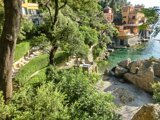 Fototapeta na wymiar Seaside villas near Portofino in Italy