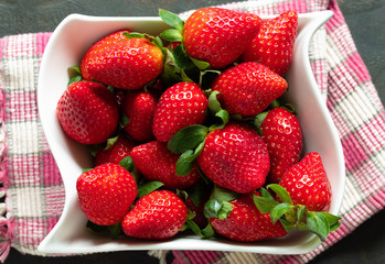 Red and juicy seasonal strawberries