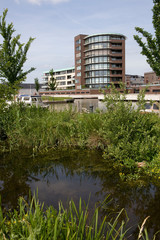 Fototapeta na wymiar Modern Dutch architecture. Apartments Steenwijk Netherlands