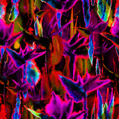 exotic jungle tropical seamless pattern endless repeat dark shadow print tie dye textile fabric