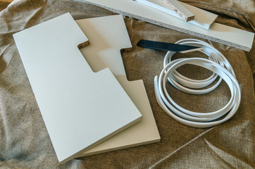 The carpenter processes the blanks for the manufacture of furniture