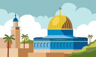 al aqsa mosque jerusalem vector