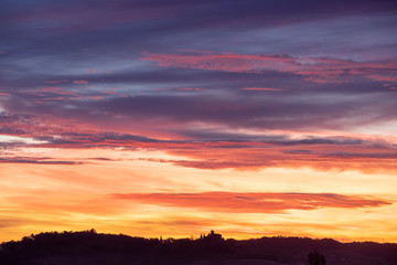 beautiful sky at sunrise in the south of France