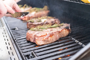 Grilling steak