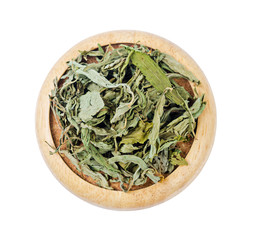 Dried Stevia rebaudiana Bertoni, sweet leaf sugar substitute.