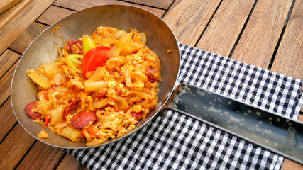 Breakfast food in a restaurant
