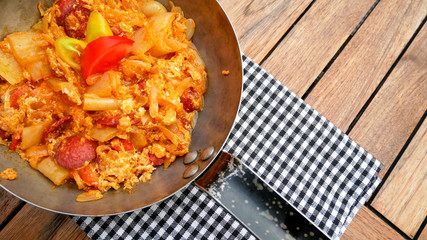 Breakfast food in a restaurant