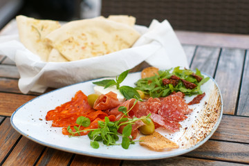 Breakfast food in a restaurant