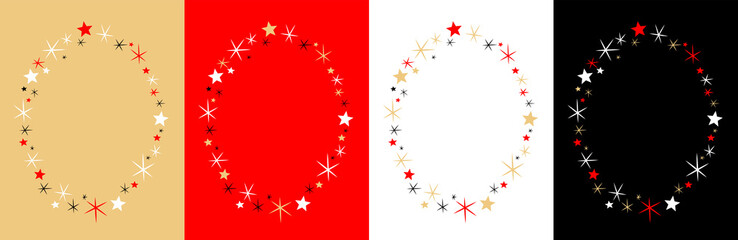Oval frame of stars on various background