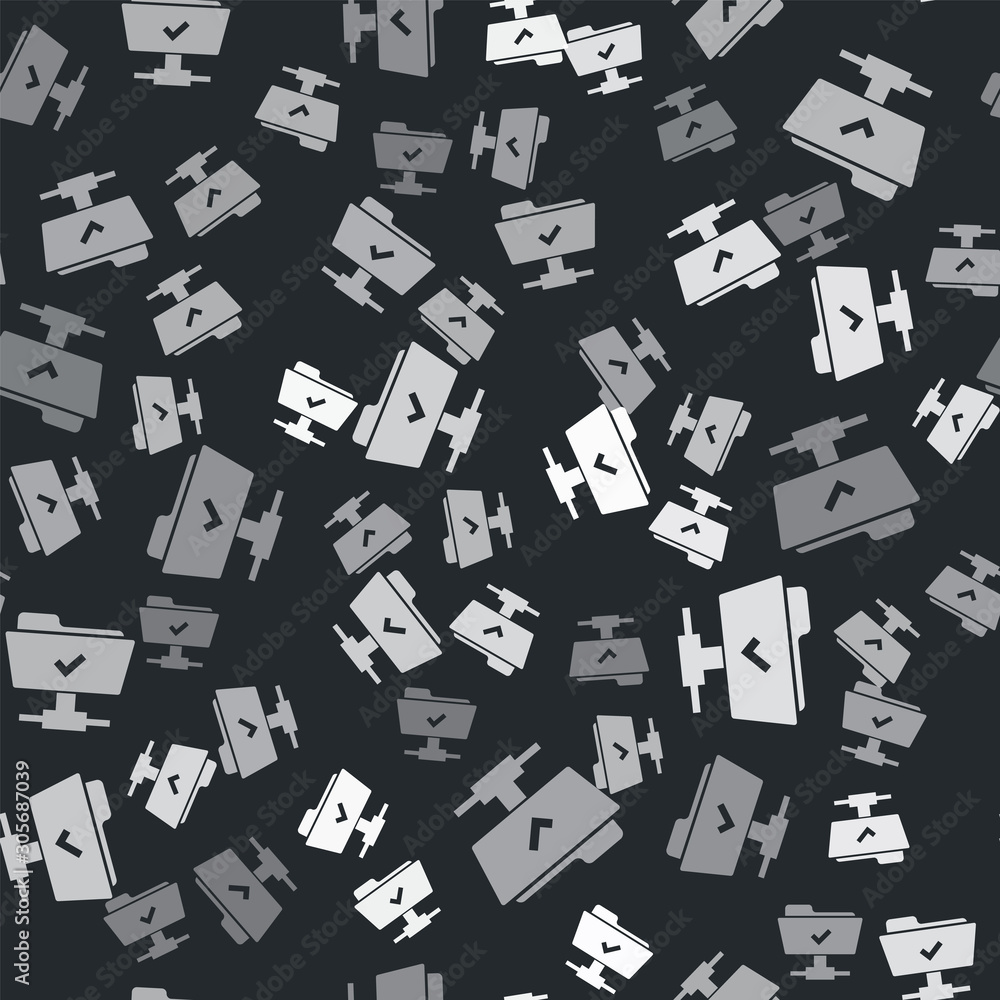 Aufkleber grey ftp operation successful icon isolated seamless pattern on black background. software update, t