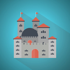 Castle Icon on blue background