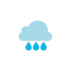 cloud with water drops flat style icon