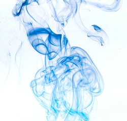 Blue smoke on white background