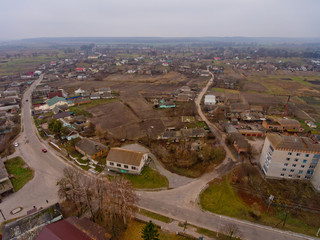 Aerial view of typical Ukrainian village.