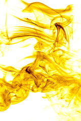 Yellow smoke on white background