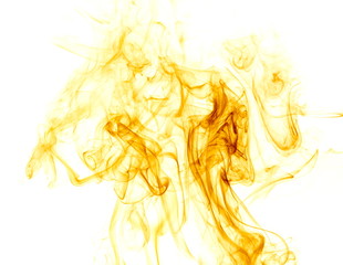 Yellow smoke on white background