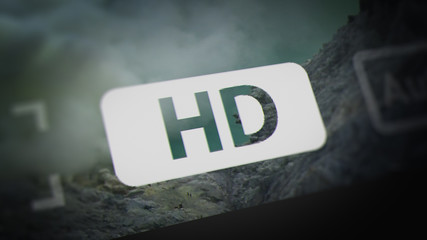 HD(high-definition) Label of Video Player Interface on Monitor Screen