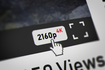 Mouse Cursor Choosing 4K resolution on Video Sharing Website