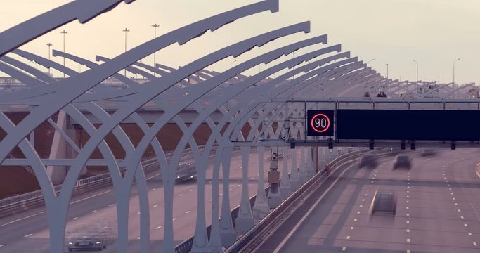 New stylish expressway Western Speed Diameter in St. Petersburg, four-lane road is capable of passing a large amount of transport