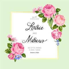 Floral wedding card. Romantic invitation. Vector illustration - 305688225