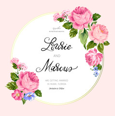 Floral wedding card. Romantic invitation. Vector illustration - 305688401