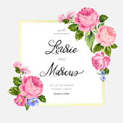 Floral wedding card. Romantic invitation. Vector illustration - 305688489